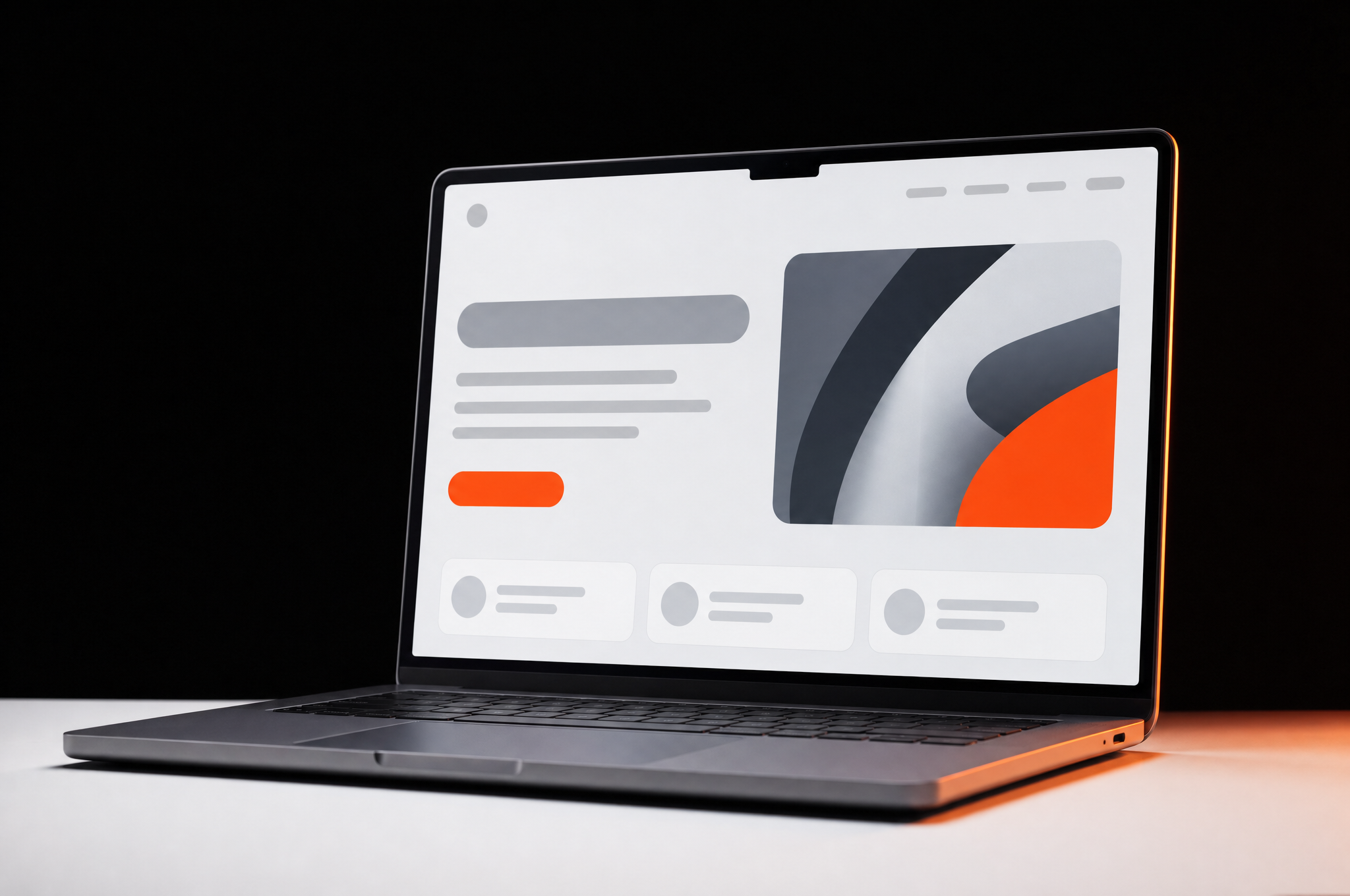 A marketing website laid out on a laptop screen